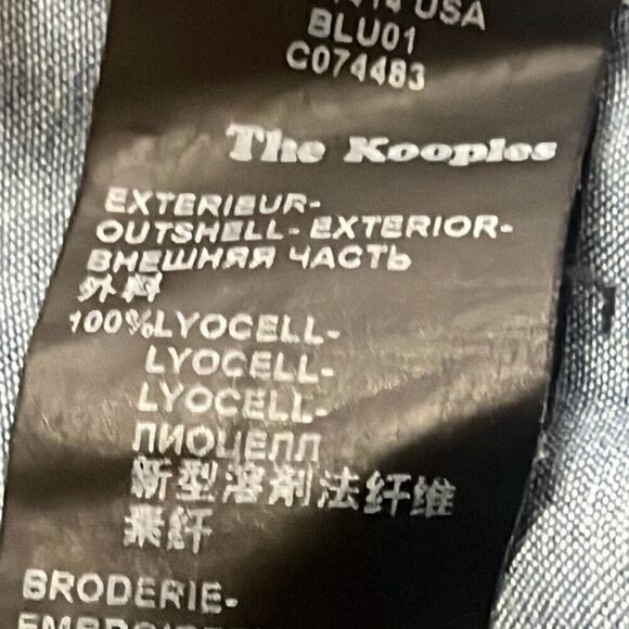 The Kooples Jeans Women's Blue Bird Embroidered Chambray‎ Open Back Romper Large - Picture 4 of 12